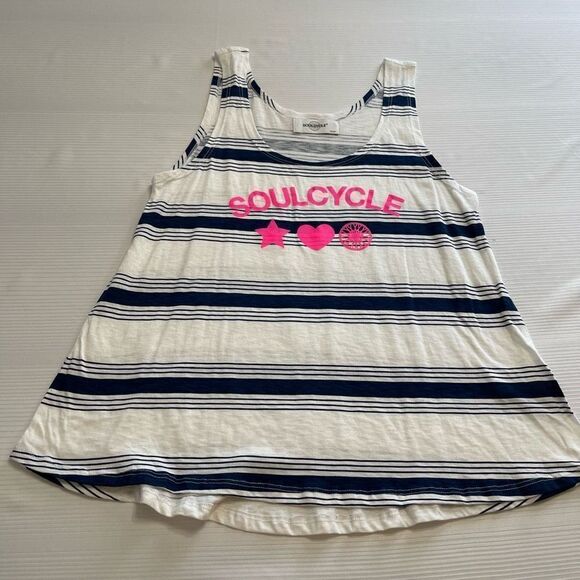 Soul Cycle Blue White Stripe Racerback Muscle Tank Top Size Small New - Picture 1 of 6